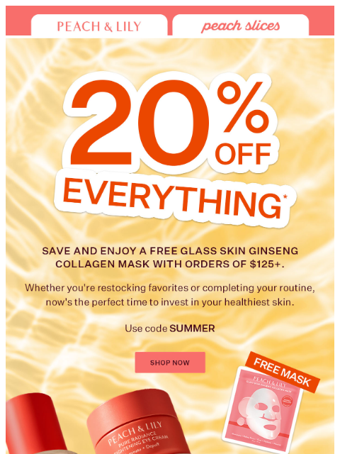 peachandlily newsletter: Celebrate with 20% off & a free gift❤️🤍💙