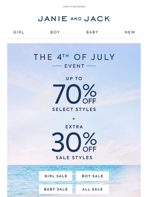 janieandjack newsletter: Up to 70% off? It's all yours...