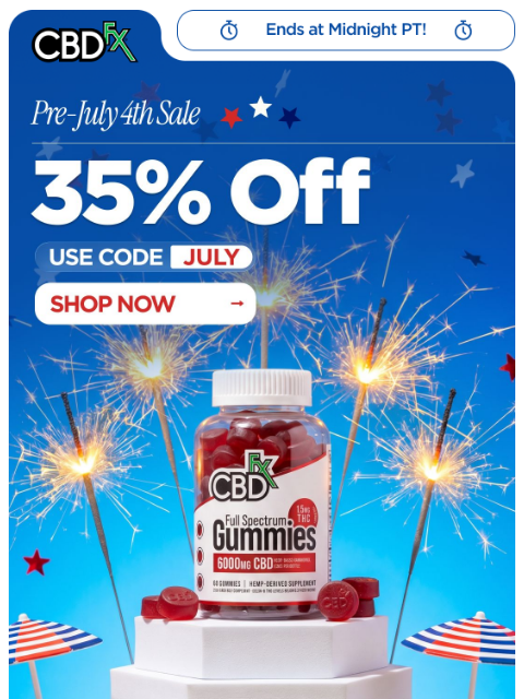 cbdfx newsletter: Last Call: 35% OFF before the 4th 🎆