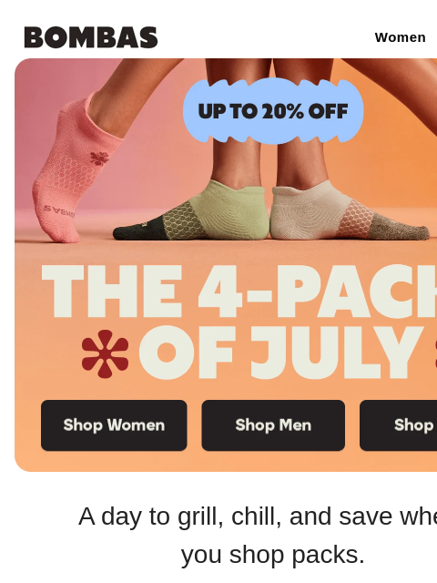 bombas newsletter: Up to 20% Off on 4-Packs 💥