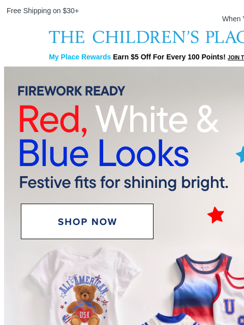 childrensplace newsletter: Happy 250th Birthday, USA! 🇺🇸🎂🎉
