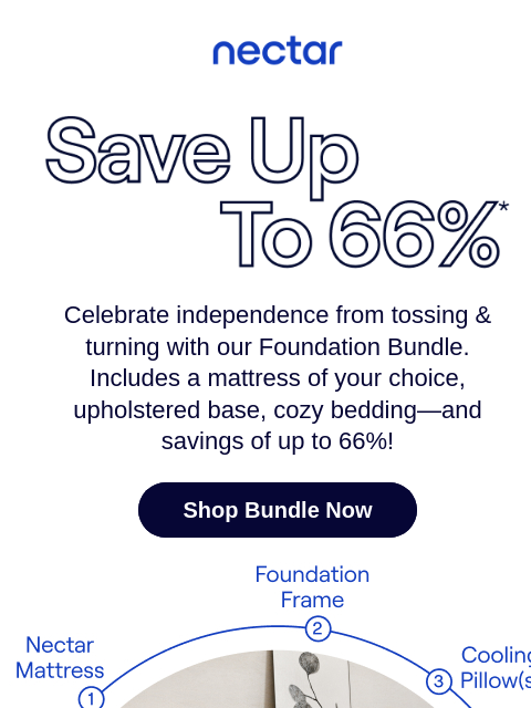 nectarsleep newsletter: Freedom from restless nights?🌙 Yes! Up to 66% sav...