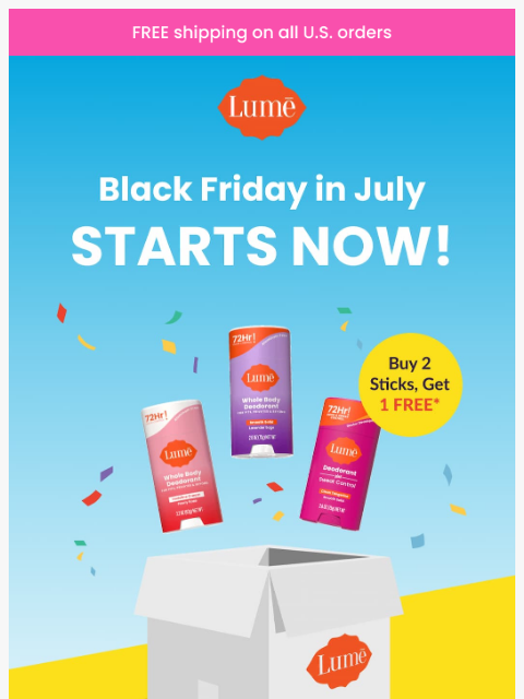 lumedeodorant newsletter: 🎉🖤 BUY 2 STICKS, GET 1 FREE 🖤🎉