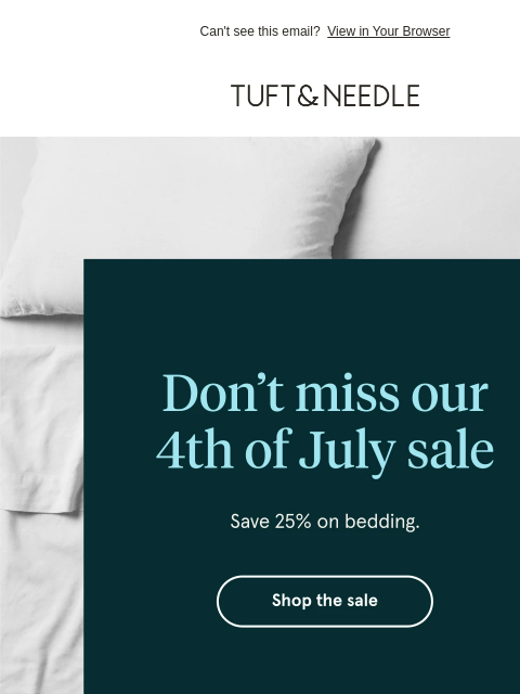 tuftandneedle newsletter: Save 25% on bedding