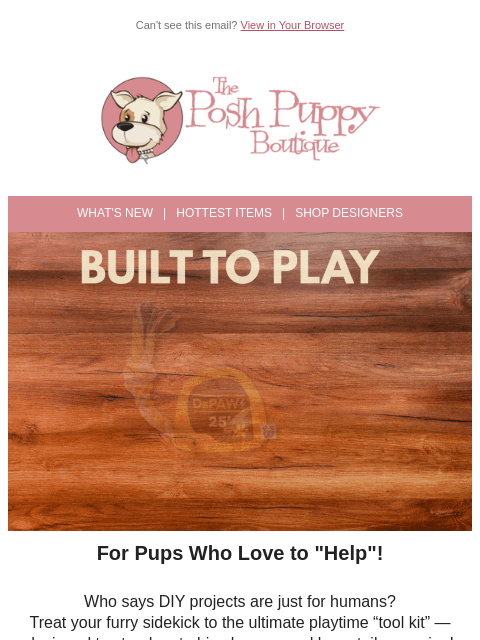 poshpuppyboutique newsletter: New Toys Built for Big Fun!