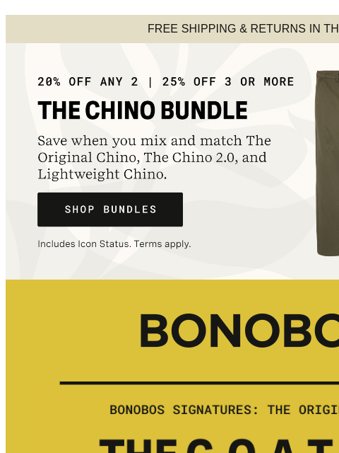 bonobos newsletter: Our Original Chino Is Our Claim to Fame