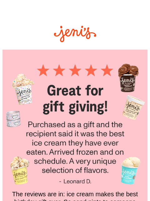 jenis newsletter: Send NEW summer flavors for July birthdays!
