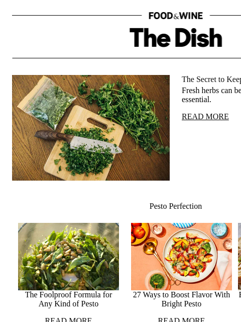 foodandwine newsletter: The Secret to Keeping Herbs Fresh for Weeks