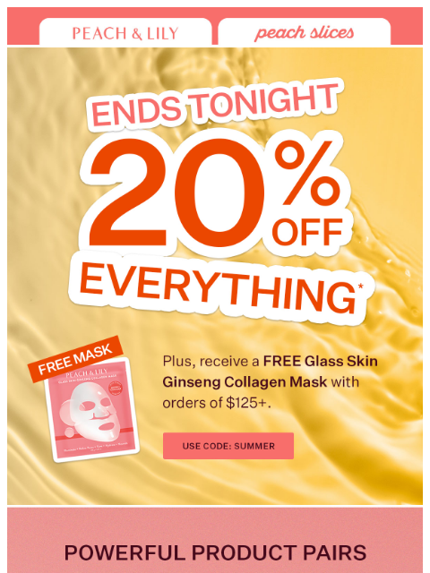 peachandlily newsletter: LAST CHANCE: 20% off & your free mask