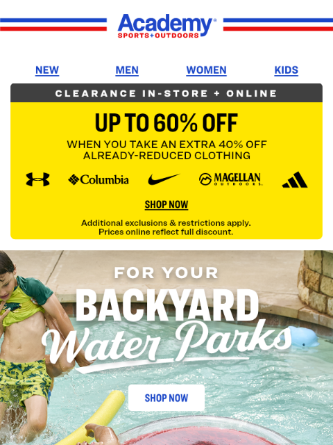 academy newsletter: Clearance Savings: Up to 60% OFF Already-Reduced C...