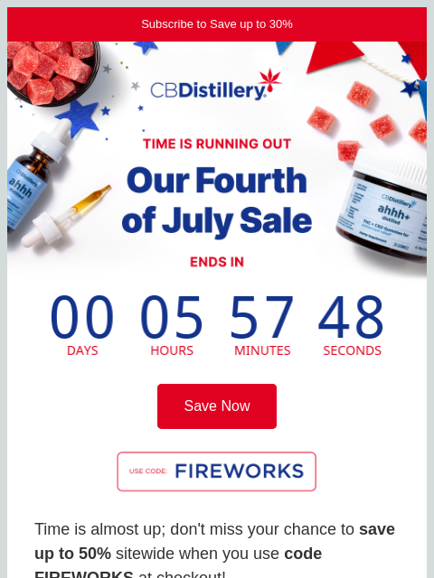thecbdistillery newsletter: Up to 50% off ends tonight!