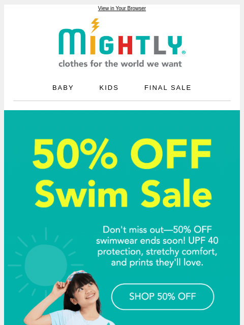 mightly newsletter: Swim Shop: Now 50% Off 🌊