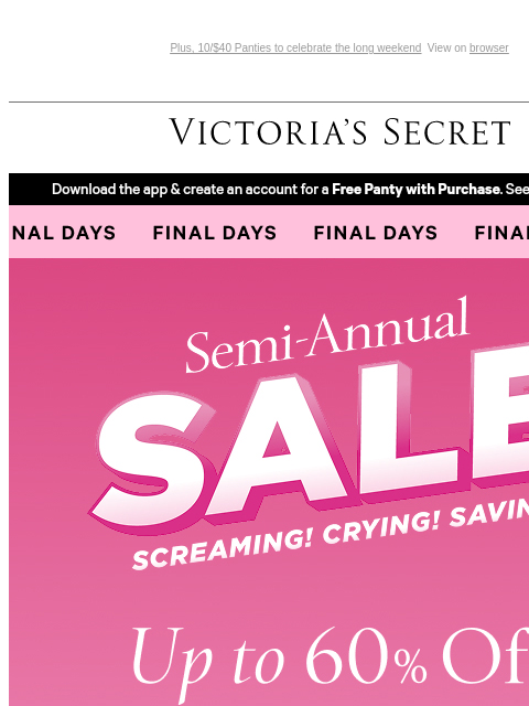 victoriassecret newsletter: Attn: The Semi-Annual Sale Ends Soon
