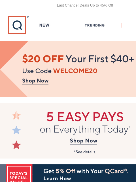 qvcemail newsletter: Stars Stripes & HP TSV® Savings + Get $20 Off