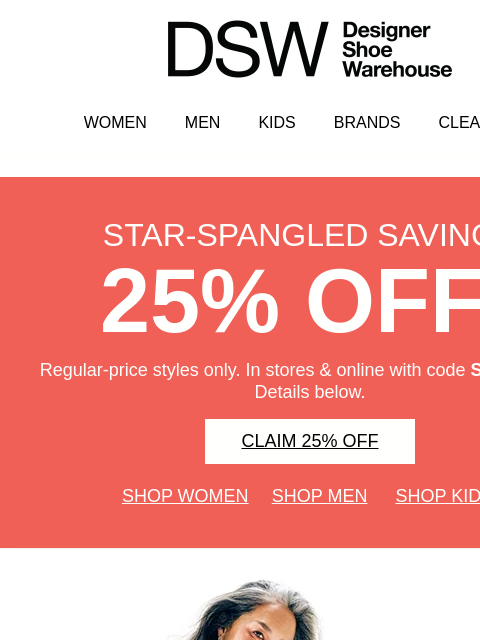 dsw newsletter: 25% off ends tonight ⏳
