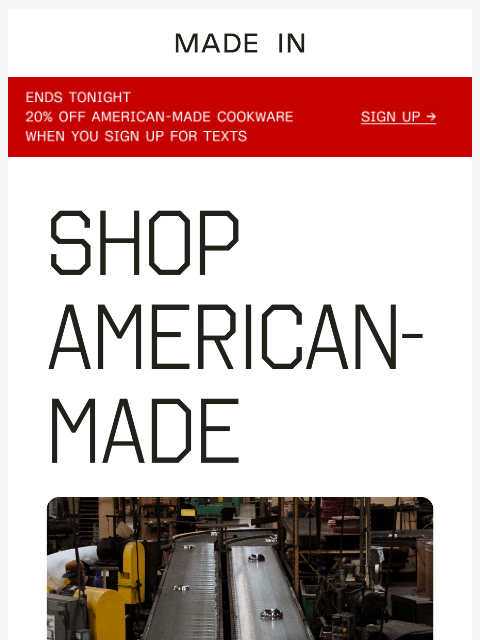 madeincookware newsletter: Last Call for 20% OFF
