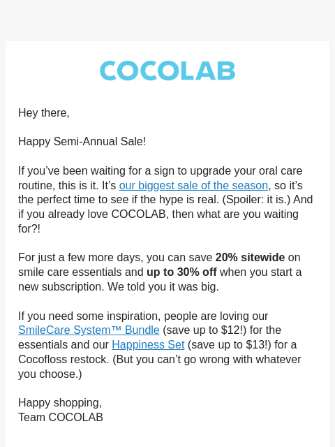 cocolab newsletter: ATTN: Sale ends soon 🚨