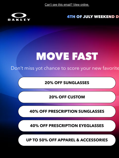 oakley newsletter: 20% Off Sunglasses | Don’t Miss It