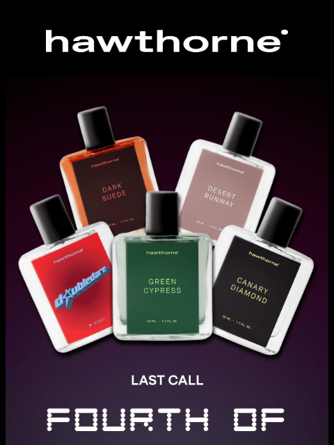 hawthorne newsletter: LAST CALL: BOGO 50% off Core Colognes