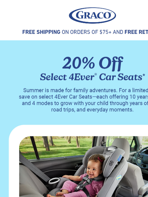 gracobaby newsletter: Summer Savings: 20% Off Select 4Ever Car Seats ☀️