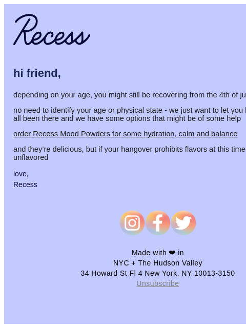 takearecess newsletter: still hungover?