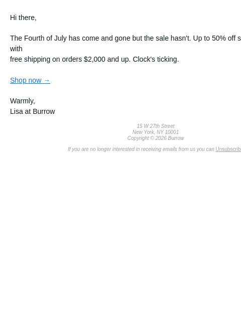 burrow newsletter: The holiday's over. The savings aren't.