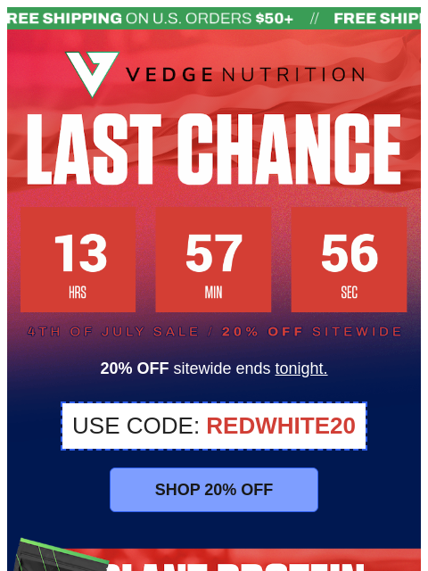 vedgenutrition newsletter: 🦅 20% OFF: Last Chance!