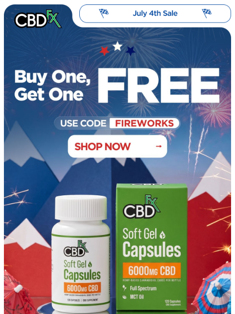 cbdfx newsletter: Final Hours: Buy 1, Get 1 Free for July 4th!