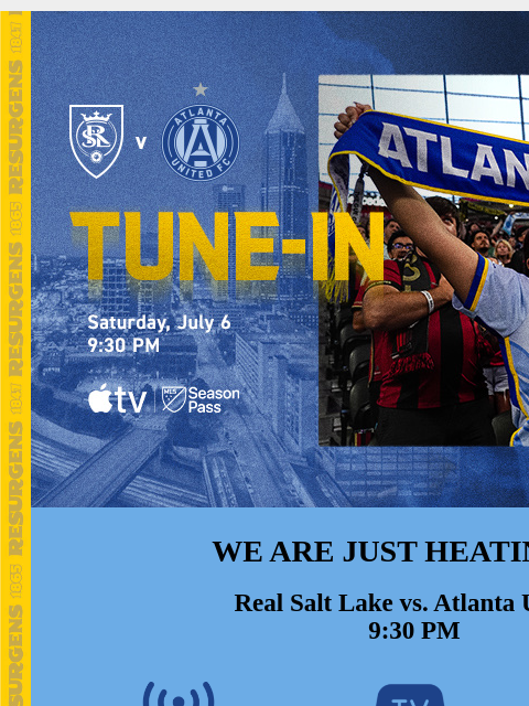 Tune-in at 9:30pm... ﻿͏ ﻿͏ ﻿͏ ﻿͏ ﻿͏ ﻿͏ ﻿͏ ﻿͏ ﻿͏ ﻿͏ ﻿͏ ﻿͏ ﻿͏ ﻿͏ ﻿͏ ﻿͏ ﻿͏ ﻿͏ ﻿͏ ﻿͏ ﻿͏ ﻿͏ WE ARE JUST HEATING UP Real Salt Lake vs. Atlanta United 9:30 PM LISTEN: 92.9 The Game(ENG) La Mejor(SPA) WATCH: