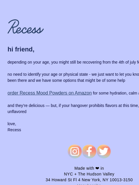 takearecess newsletter: still hungover from the 4th?