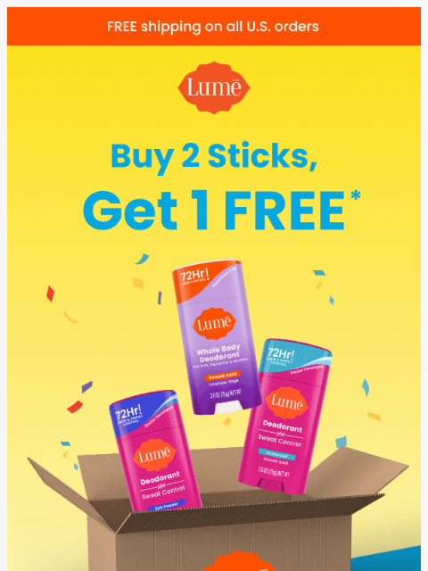 lumedeodorant newsletter: Don’t miss Buy 2, Get 1 FREE Sticks! 🖤