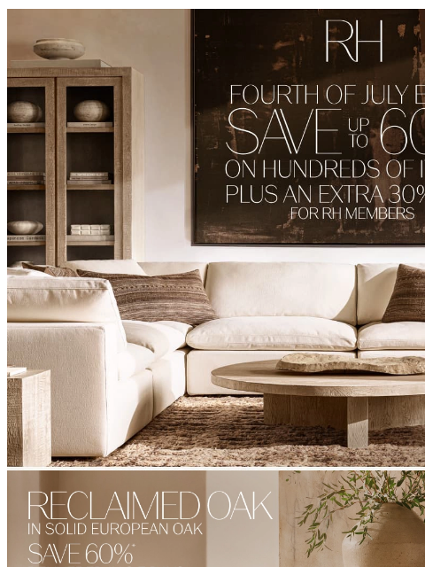rh newsletter: New Savings on Hundreds of Items. Save Up to 60% t...