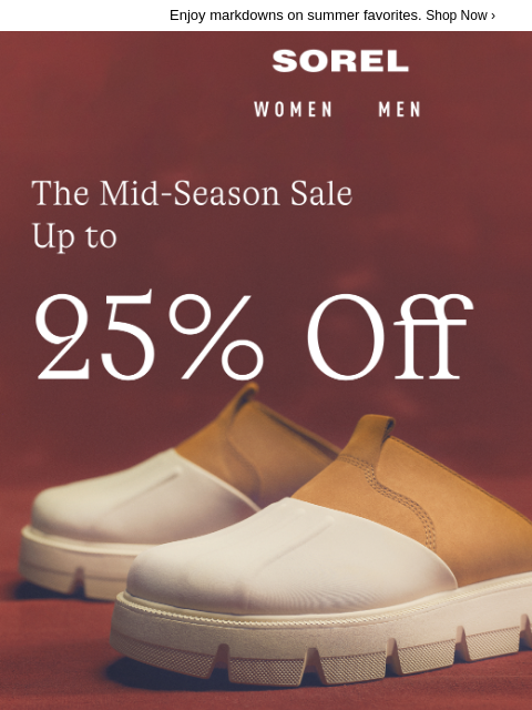 sorel newsletter: Mid-Season Sale Starts Now