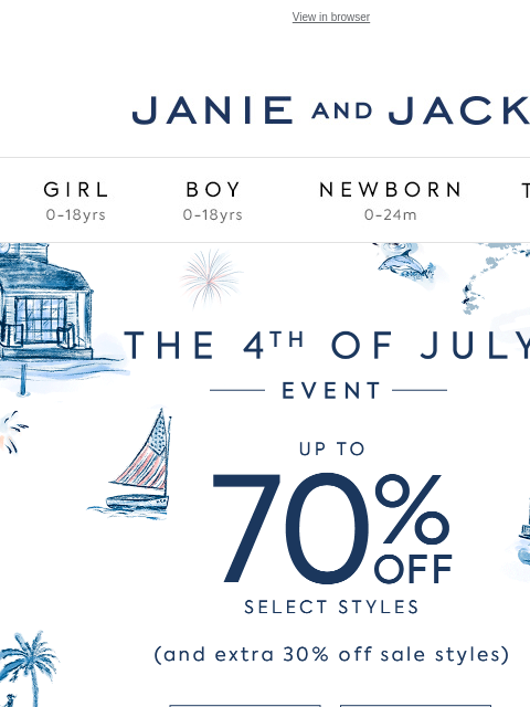 janieandjack newsletter: The 4th of July Event ends tonight…