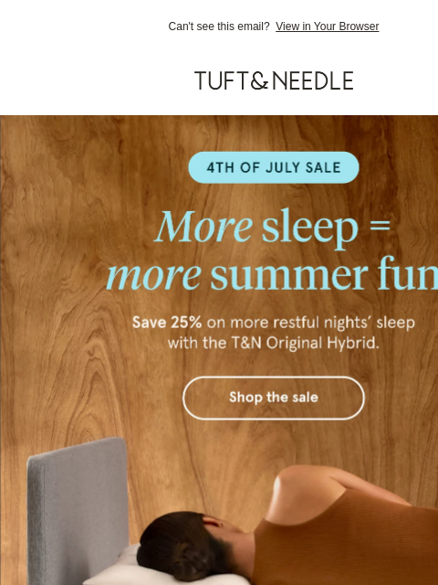 tuftandneedle newsletter: Get 25% off the T&N Original Hybrid