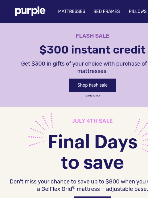 purple newsletter: ENDS TUESDAY – Up to $800 off