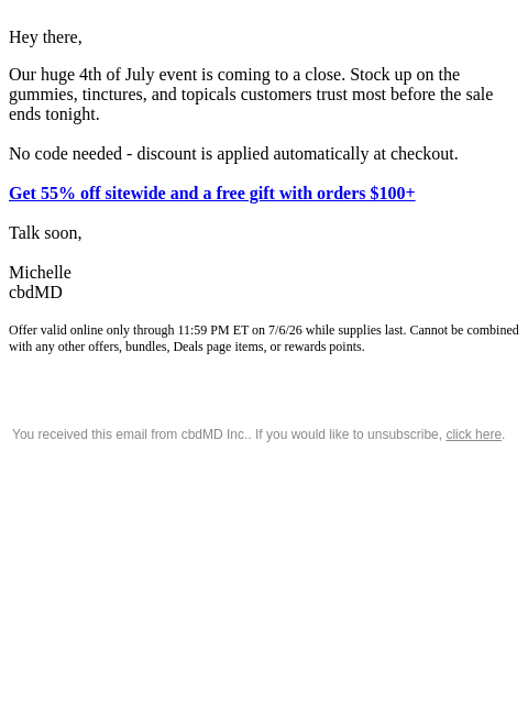 cbdmd newsletter: Guys, Last Chance to Save 55%