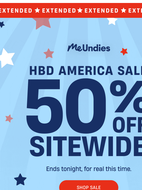 meundies newsletter: EXTENDED: 50% OFF