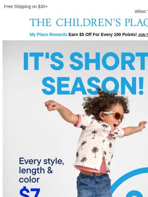 childrensplace newsletter: *Perfect* Pairs! $7 Shorts 🩳