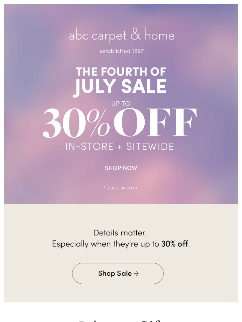 abchome newsletter: All the Small Things—Up to 30% Off!