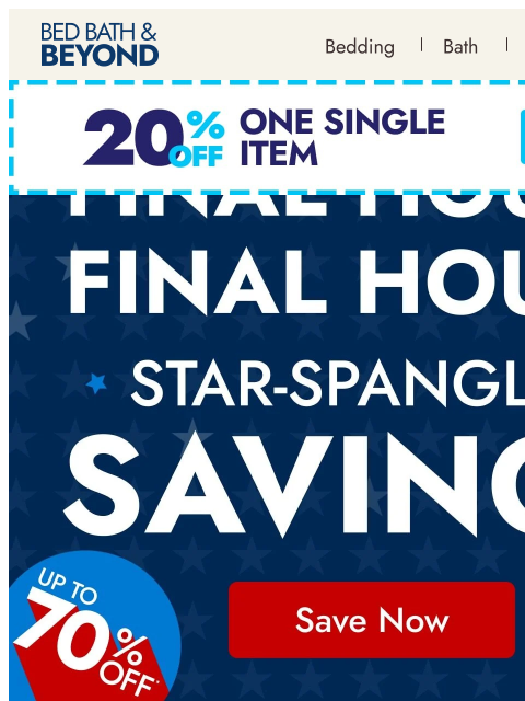 bedbathandbeyond newsletter: Last chance for up to 70% off
