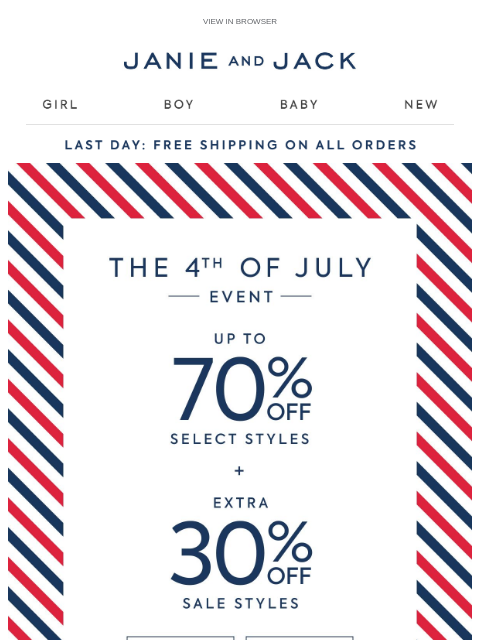 janieandjack newsletter: Final hours for free shipping