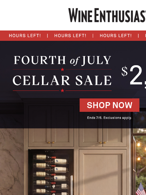 wineenthusiast newsletter: Savings on Wine Cellars Ends Tonight!