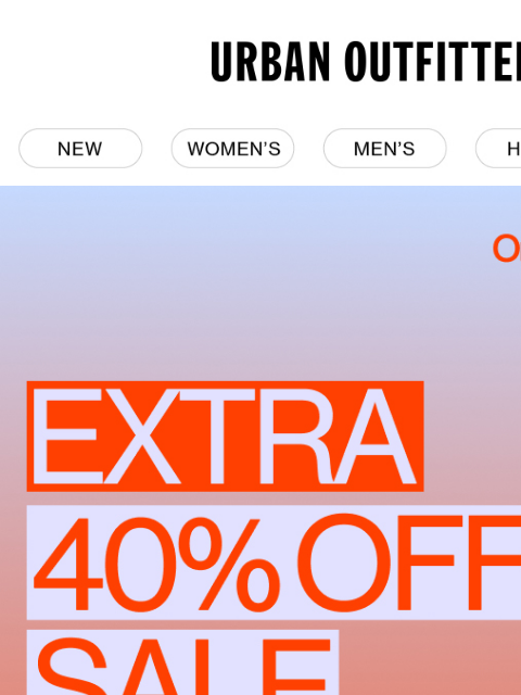 urbanoutfitters newsletter: Don't miss out: EXTRA 40% OFF