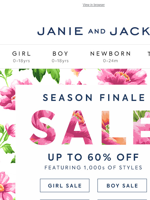 Be quick, this code disappears tomorrow. View in browser Stores Janie and Jack Girl Boy Newborn Tween Janie and Jack Girl Boy Newborn Tween Girl Boy Newborn Girl Newborn Boy Accessories Sale Gift