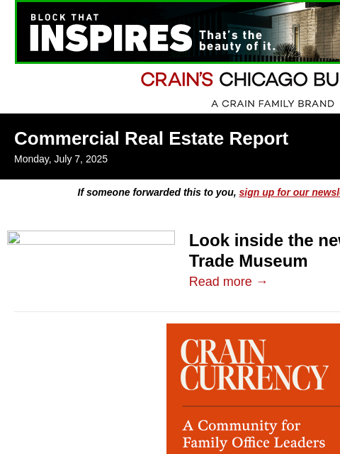 crainalerts newsletter: Inside the new Chicago Board of Trade Museum