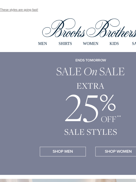 brooksbrothers newsletter: Extra 25% off clearance ENDS TOMORROW