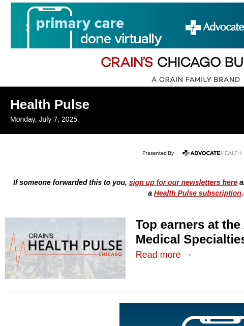 crainalerts newsletter: Top earners at the American Board of Medical Speci...