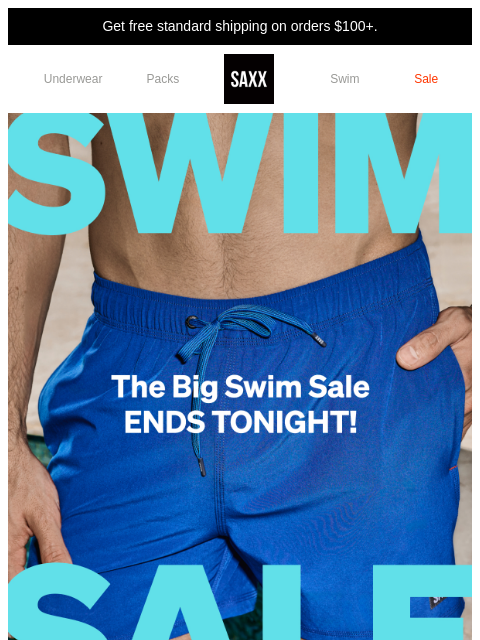 saxxunderwear newsletter: ‼️40% off all Swim ENDS TONIGHT‼️