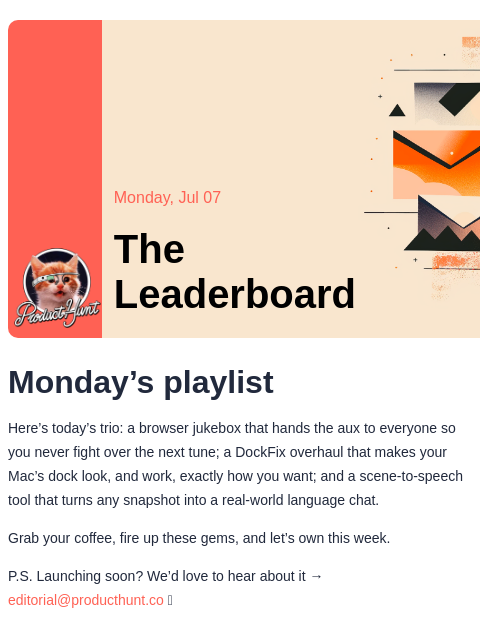 producthunt newsletter: 😸 Hand me the aux